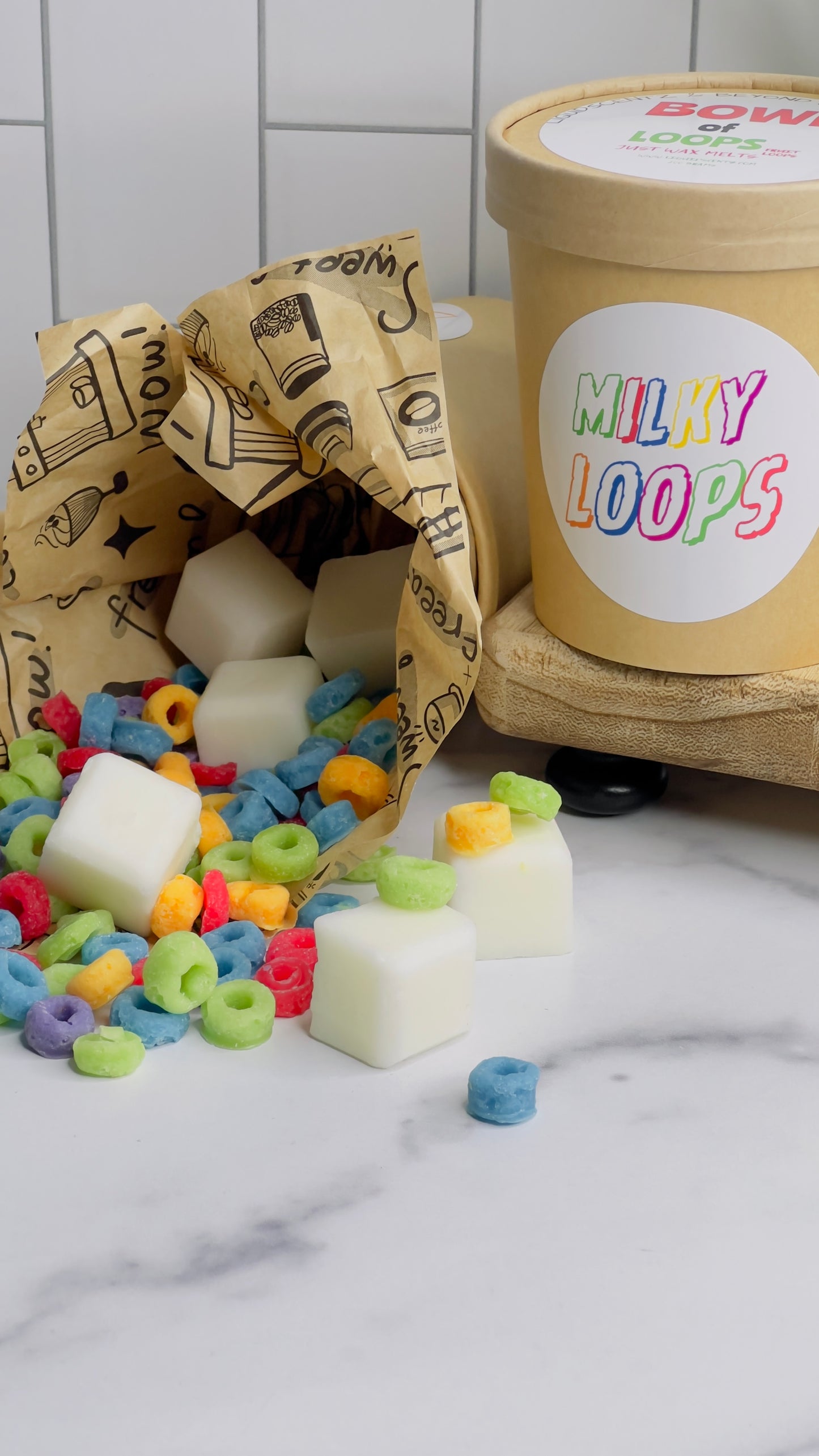 CUPS & BROWN PAPER BAGS OF WAX MELTS