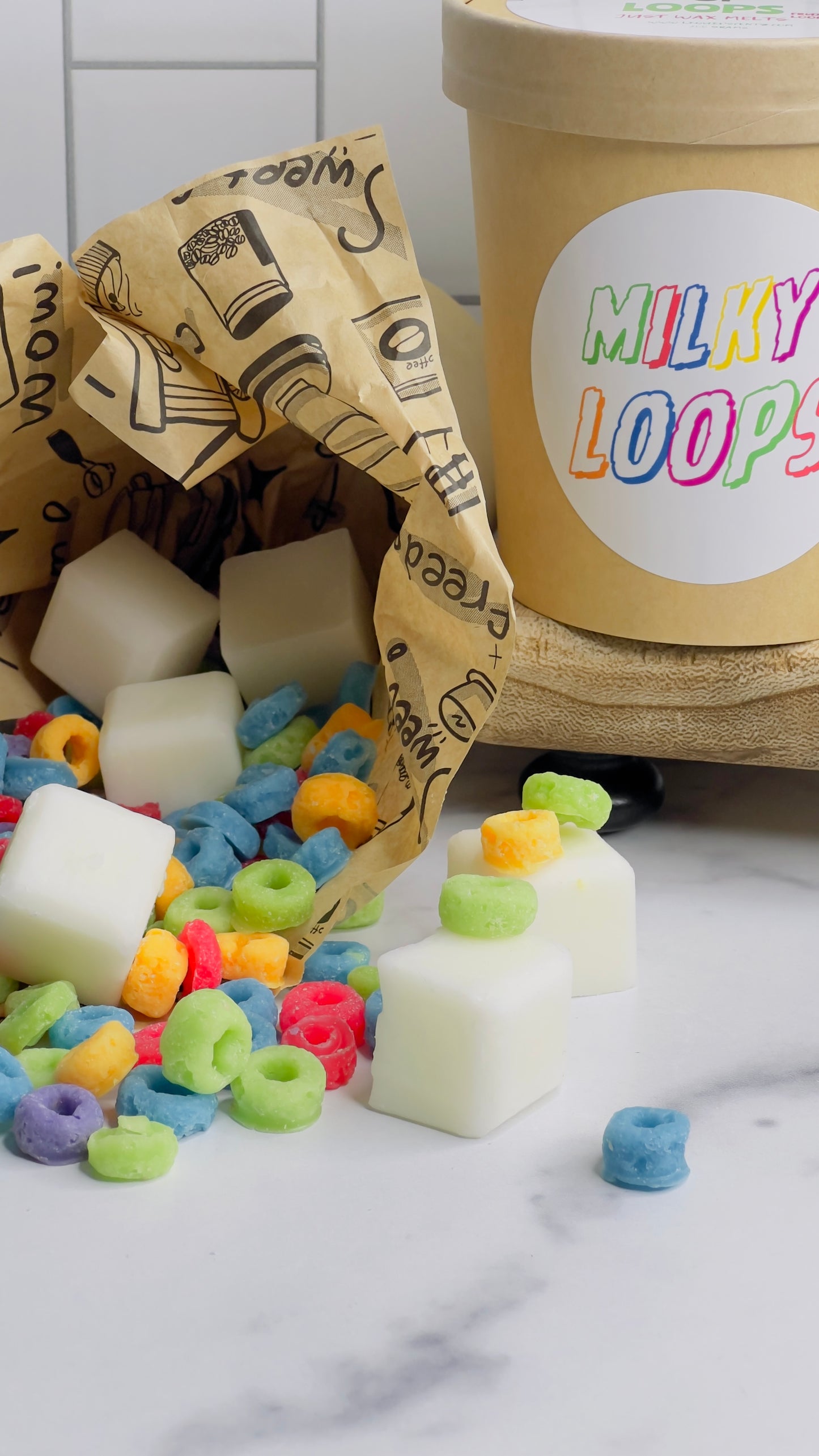 CUPS & BROWN PAPER BAGS OF WAX MELTS