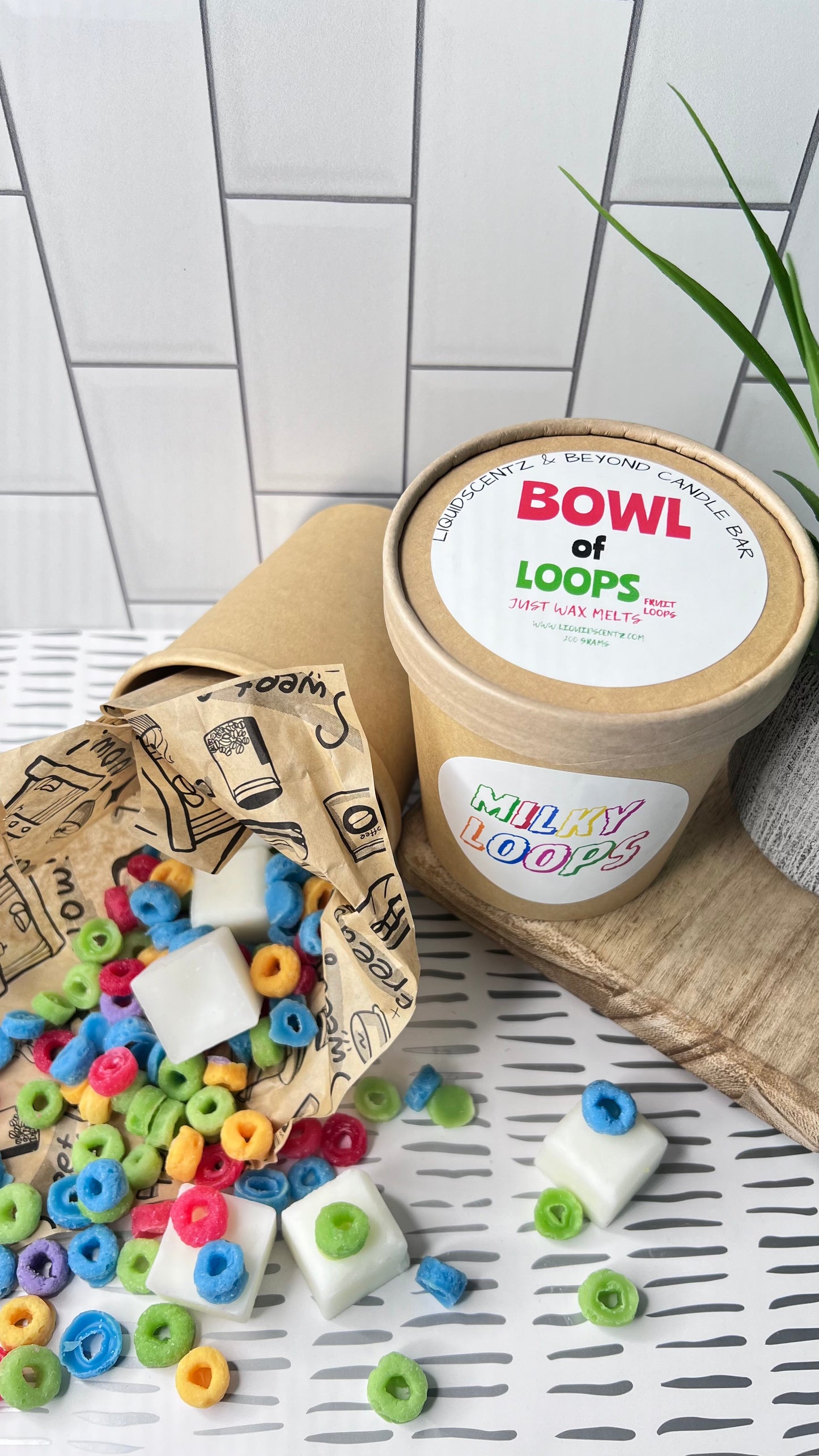 CUPS & BROWN PAPER BAGS OF WAX MELTS